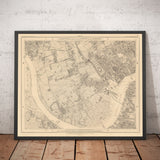 Alte Karte von West-London im Jahr 1862 von Edward Stanford - Fulham, Brompton, Battersea, Hammersmith - SW6, SW10, SW15, SW18, SW10, SW11, SW5, W6, W14 