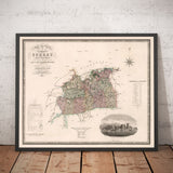 Ancienne carte de Surrey 1829 de Greenwood & Co. - Woking, Guildford, Croydon, Richmond