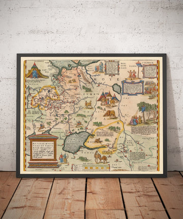 Ancienne Carte de Russie et Tartary, 1584 de Ortelius - Tableau rare de Moscou, Sibérie, Kazakhstan, Turkménistan, Ouzbékistan