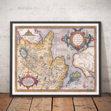 Ancienne carte de Tartary (Russie, Sibérie, Chine) en 1584 par Ortelius - Tableau rare d'Asie centrale, Amérique, Japon