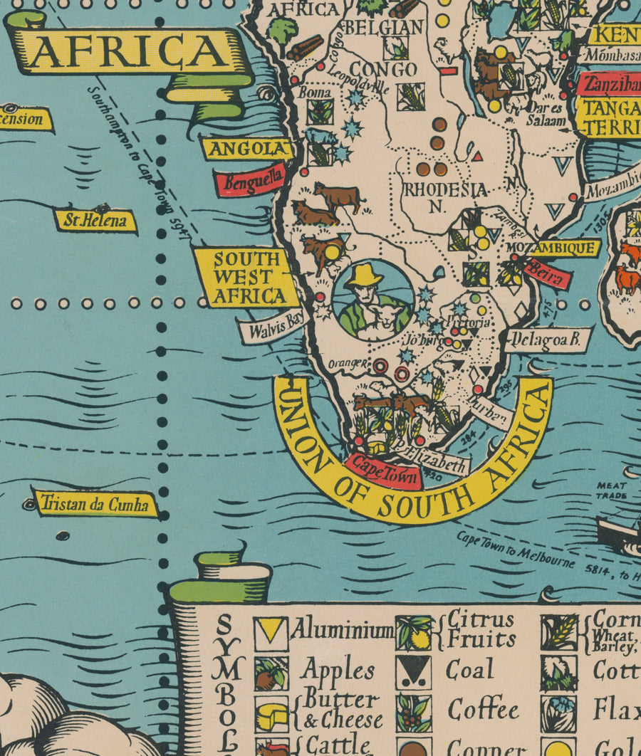 Die Atlantik-Charta von Max Gill, 1942 - Zweiter Weltkrieg Vereinte Nationen Wandkarte 