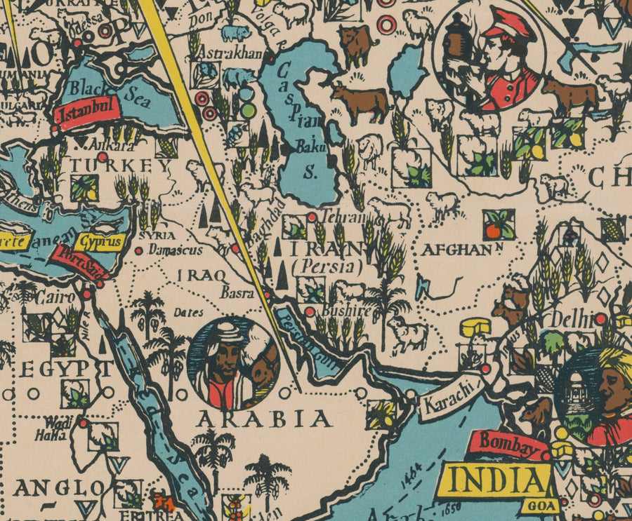 Die Atlantik-Charta von Max Gill, 1942 - Zweiter Weltkrieg Vereinte Nationen Wandkarte 