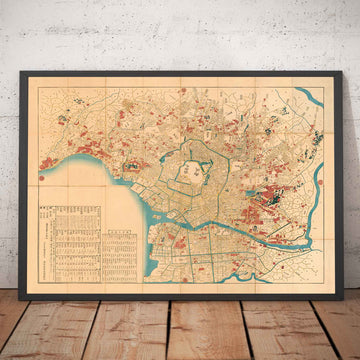 Old Map of Tokyo in 1860 by Mohe Subaraya - Yokohama, Kawasaki, Chiba, Minato, Shinjuku