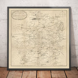 Antiguo mapa de Tunbridge Wells y 14 millas a la redonda por Jasper Sprange, 1802 - Kent, East Sussex