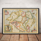 Ancienne carte d'Ulster, Irlande du Nord en 1611 par John Vitesse - Belfast, Derry, comté Antrim & Down