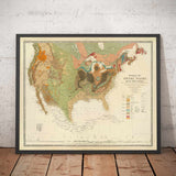 Old Geology Map of the USA and Canada by Rogers & Johnston, 1856 - Geological Chart of America