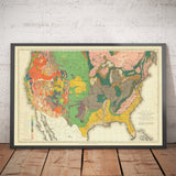 Rare Old Geology Map of USA & Canada, 1886 by Charles Henry Hitchcock