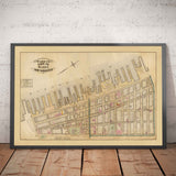 Alte Karte von Battery Park City & Tribeca, 1879 - Downtown Manhattan Wards NYC, Hudson River, Broadway, Greenwich St, West St 