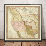 Old Map of the Western USA, 1846 by Samuel Mitchell - Big California & Oregon - Indian, Missouri Territory - British Possessions