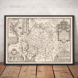 Old Monochrome Carte de Westmorland, 1611 par John Speed ​​- District Lake, Cumbria, Kendal, Windermere, Grasmere