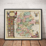 Old Map of Wiltshire in 1665 by Joan Blaeu - Salisbury, Stonehenge, Swindon, Trowbridge, Chippenham, Melksham