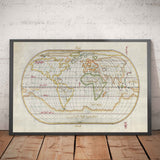 Mappa del mondo arabo antico nel 1525 di Piri Reis - Nord America, Sud America, Europa, Africa, Asia 